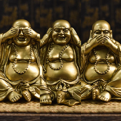 Resin Maitreya Buddha Statue Buddhist Supplies Sculpture Craft Desk Decoration