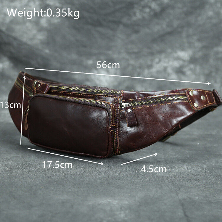 Men's Outdoor Genuine Leather Waist Fanny Pack Crossbody Bags Sling Shoulder Bag