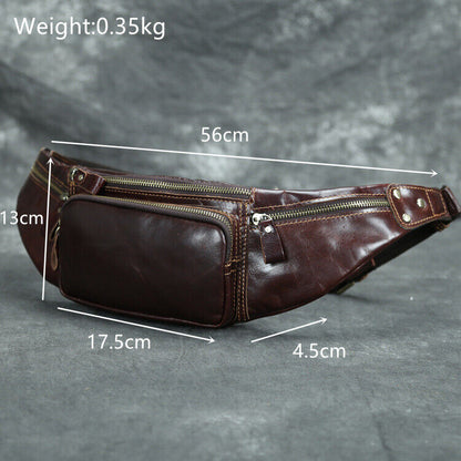 Men's Outdoor Genuine Leather Waist Fanny Pack Crossbody Bags Sling Shoulder Bag