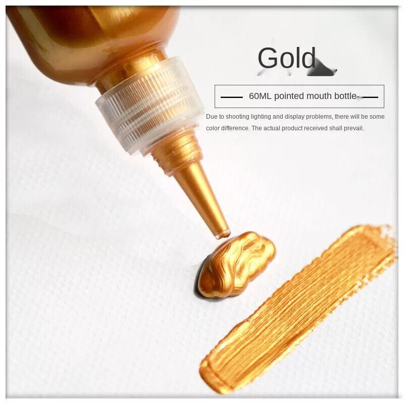 Acrylic Paint 60ml Gold Metallic Color DIY Waterproof Statuary Coloring Pigments