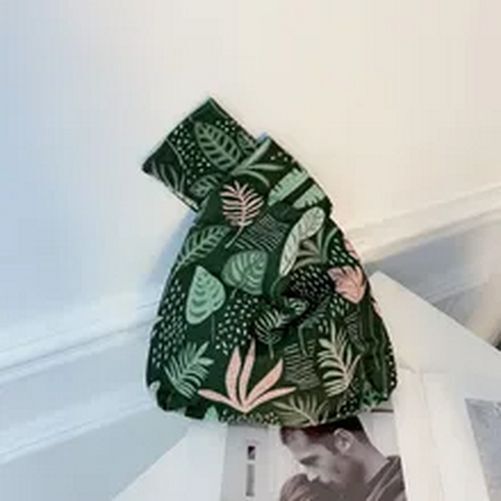 Portable Folk-custom Knot Wrist Bag For Women Simple Purses Tote Canvas Storage