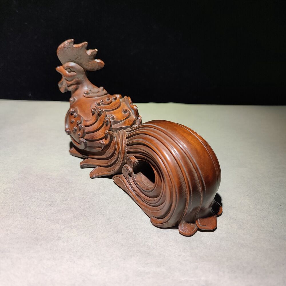chinese carving boxwood rooster statue Figurine cock home decor wood animal gift