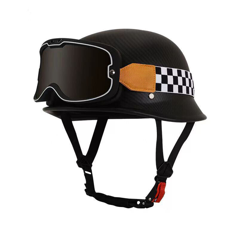 Men Women German Motorcycle Half Helmet Vintage Motorcycle Helmet with Goggles