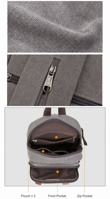Unisex Canvas Convertible Small Mini Backpack Rucksack Chest Pack Sling Bag