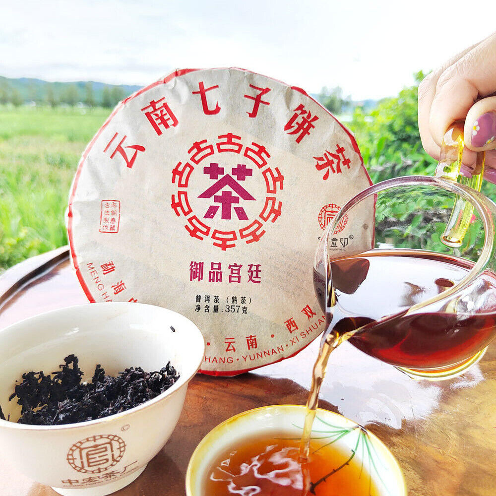 357g Chinese Pu-erh Tea Cake Cooked Puer Tea Yunnan Ripe Black Tea Healthy Drink