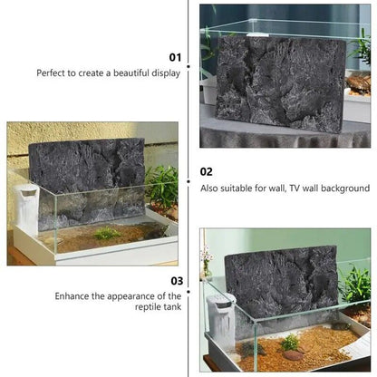 Terrarium Decorations Cling Reptile Box Backdrop Fish Tank Reptisoil Boards 2Pcs