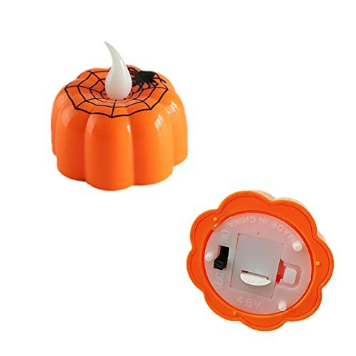 JHION 12 Pack Halloween Pumpkin Tealights, LED Lights Battery