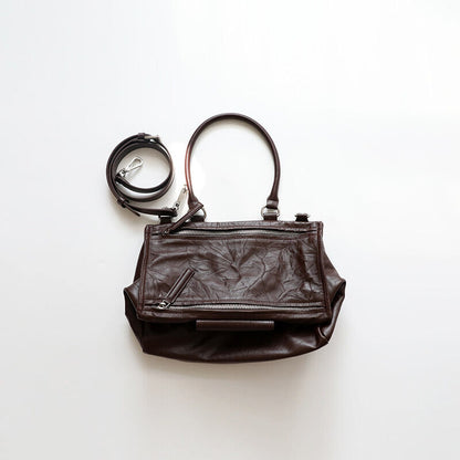 Wrinkled Real Leather Handbag Shoulder Bag Purse Tote w/ lots of pocket Fashion