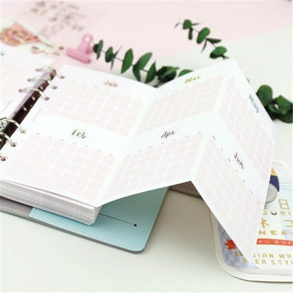 Yearly Monthly Planner Refill Papers A6 Three Fold DIY Notebook Hole Binder 5Pcs