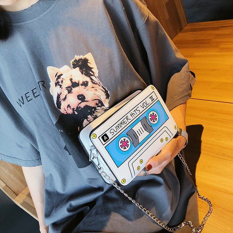 Small Shoulder Bag Cute Funny Cartoon Synthetic Leather Chain Crossbody Clutches