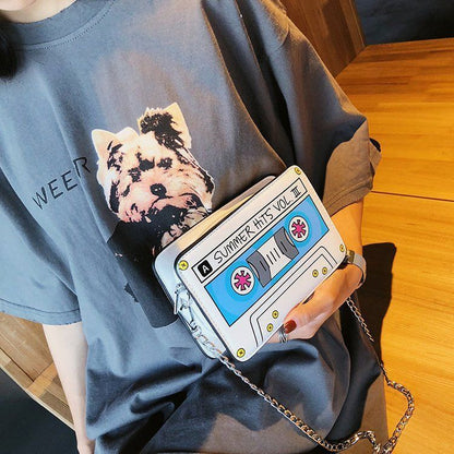 Small Shoulder Bag Cute Funny Cartoon Synthetic Leather Chain Crossbody Clutches
