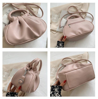 Leather Shoulder Bags Women Ladies Handbags Pleated Tote Bag Bags Cross Body Bag