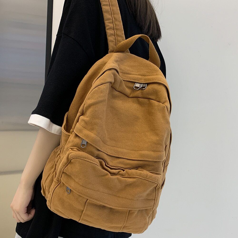 Fabric School Women Backpack Canvas Female Laptop Bag Travel Ladies Backpack
