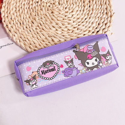 Student Kuromi Pencil Bag Double Grid Zipper Bag Stationery Bag Storage Bag
