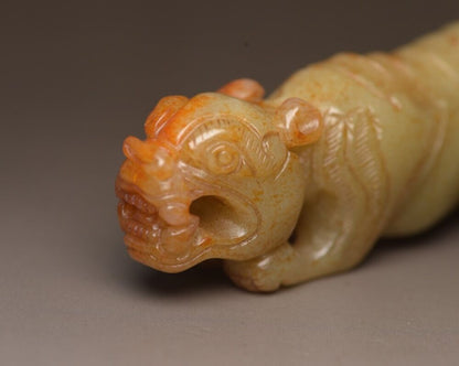 Collection Chinese Natural Hetian Jade Carved Tiger Statue Nice Figurines Rare