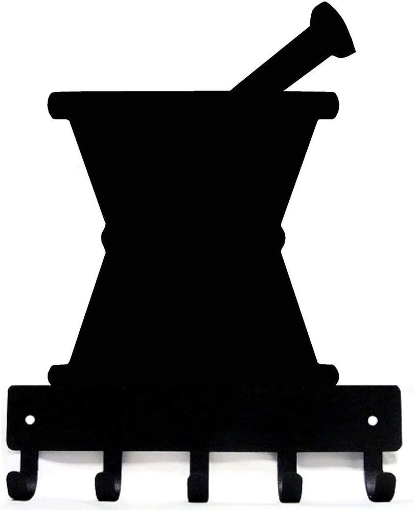 Mortar & Pestle Metal Key Rack - 9 Inch Wide / 6 Inch Wide Metal Wall Art