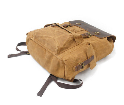 Water Resisant Vintage Waxed Canvas Backpack Hiking Travel Bag 15" Laptop Bag