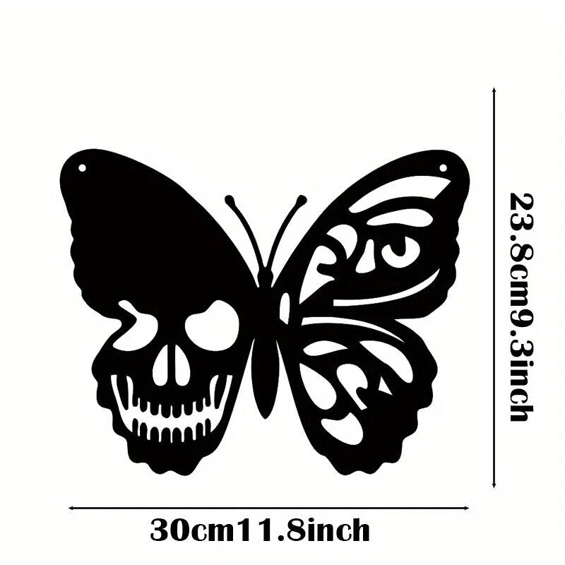 Skull Butterfly Metal Wall Art Decoration Wall Hanging Sign Iron Wall Art
