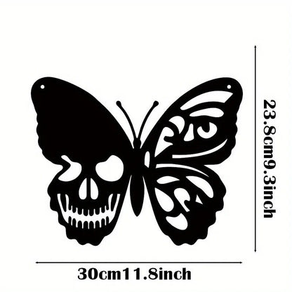 Skull Butterfly Metal Wall Art Decoration Wall Hanging Sign Iron Wall Art