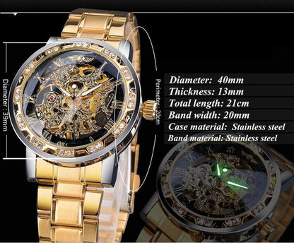Men's Watches Skeleton Watch Mechanical Movement Stainless Steel Transparent Uk