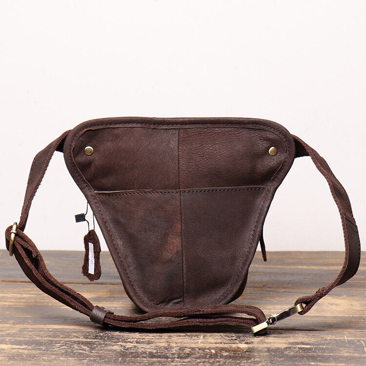 Outdoor Vintage Motorcycle Leather Crossbody Bag Tactical Thigh Waist Fanny Pack