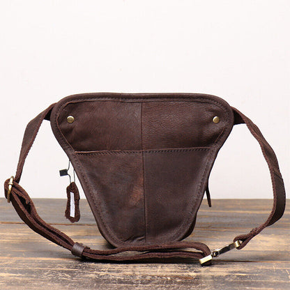 Outdoor Vintage Motorcycle Leather Crossbody Bag Tactical Thigh Waist Fanny Pack