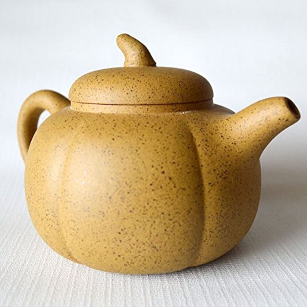 Authentic Chinese Zisha Teapot 8oz Yixing Clay Yellow Sesame Mud Tea Pot Pumpkin