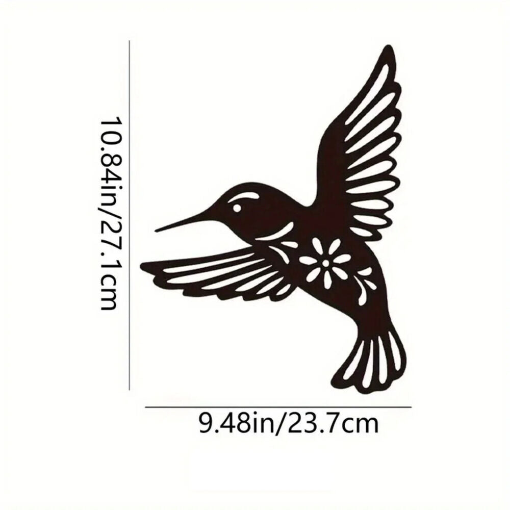 1pc Metal Hummingbird Wall Art Decor, Hollow Out Iron Bird Sculpture Waterproof