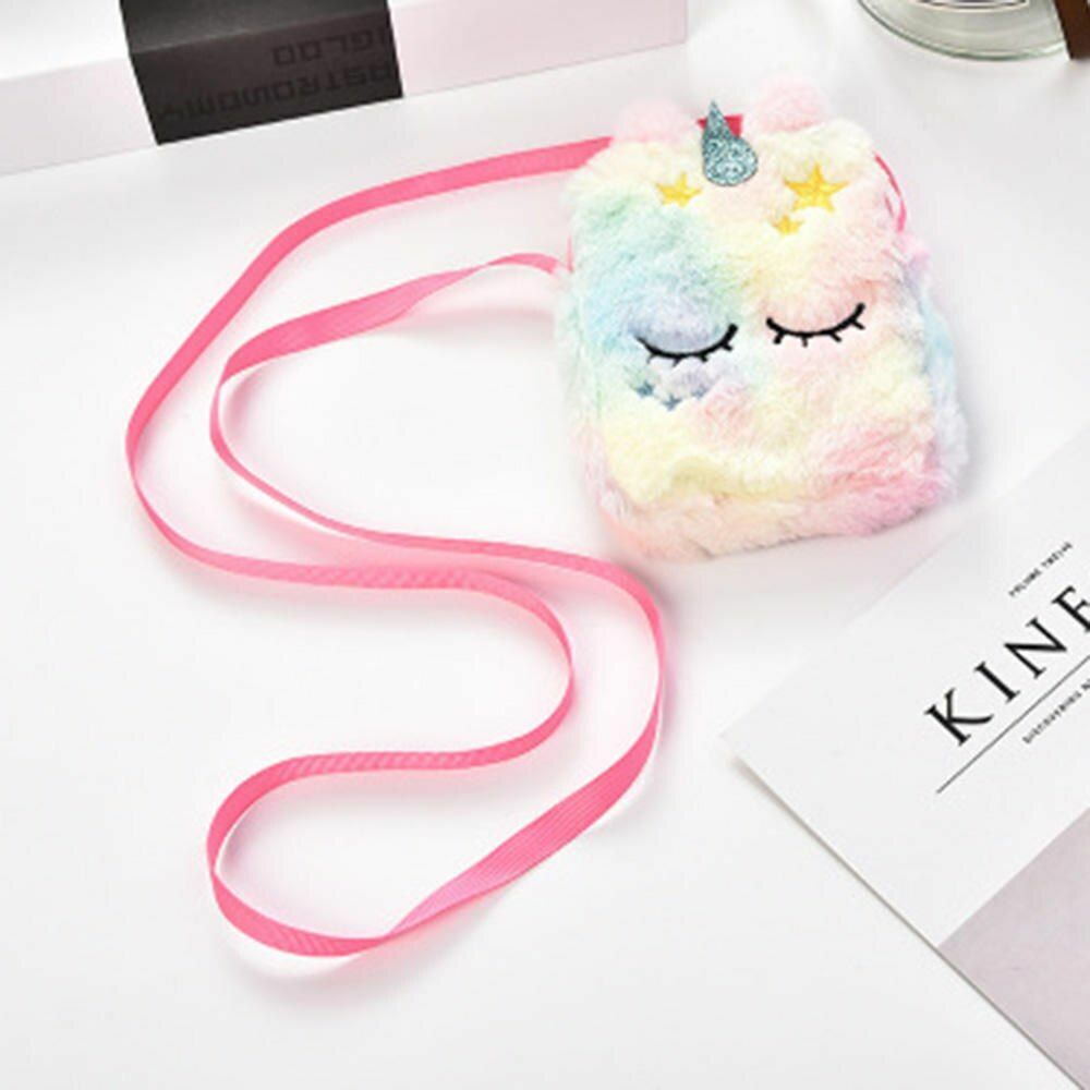 Shoulder Bag Plush Cartoon Boys Crossbody Girls Party Gift Shiny Unicorn Handbag