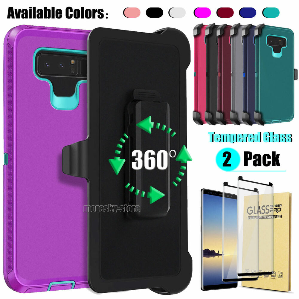 Case Clip Holster Cover,Tempered Glass Protector For Samsung Galaxy Note 8