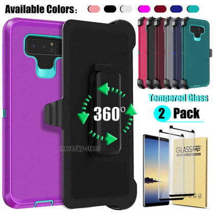 Case Clip Holster Cover,Tempered Glass Protector For Samsung Galaxy Note 8