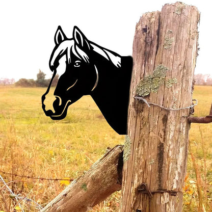 Wrought Iron Silhouette Well-behaved Horse Head Shape Garden Farm Fence Stake