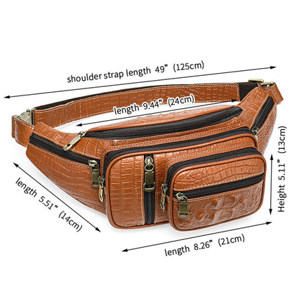 Men's Real Leather Fanny Waist Pack Bag Sling Backpack Crocodile Chest Bags