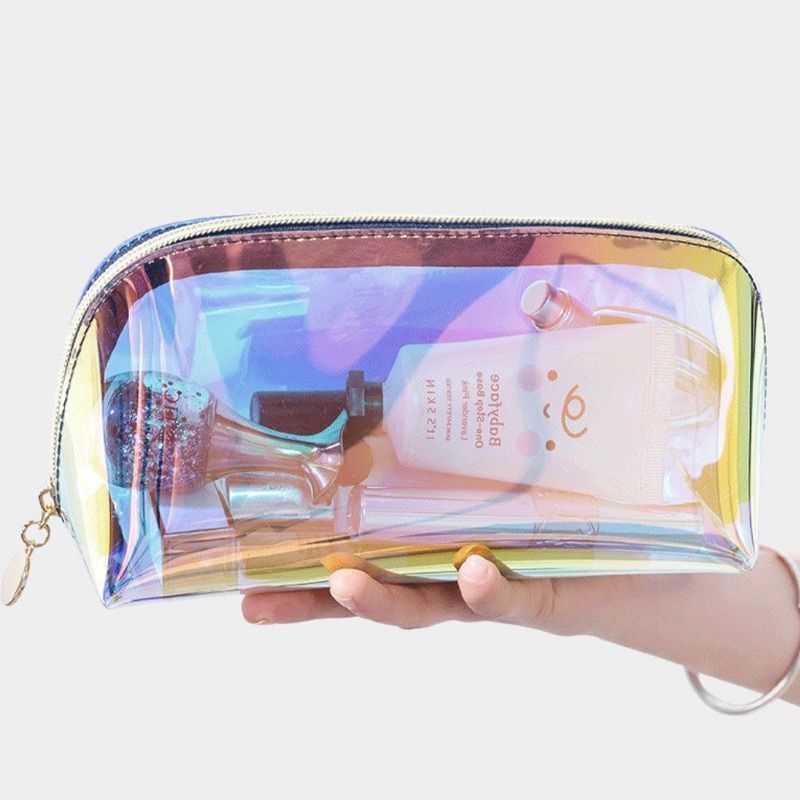 Fashion Laser Cosmetic Bag Traveling Dumpling Shape Transparent Toilet Purse 1PC