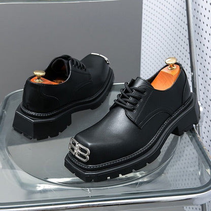 Black Loafers Men Shoes Solid Lace-up Size 38-45 Mens Shoes