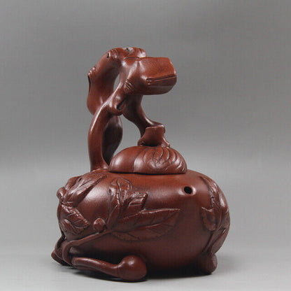 Chinese Yixing Zisha Clay Handmade Exquisite Teapot （桃桩寿桃提梁壶 底款：韩橦云 ）