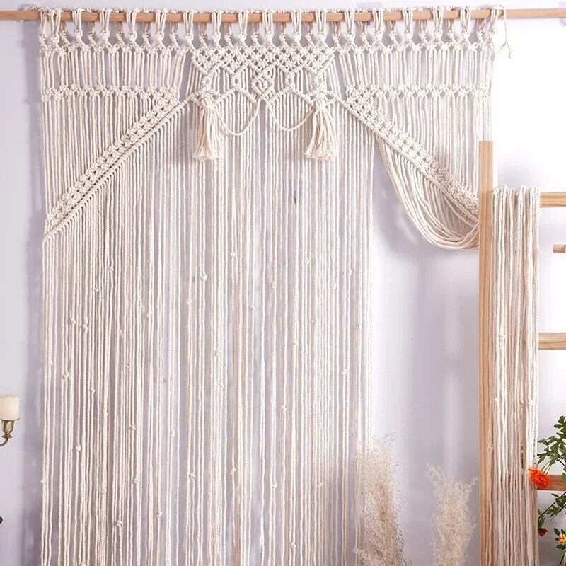 Macrame Tapestry Cotton Rope Hand Woven Curtain Home Living Room Decor 115x200cm