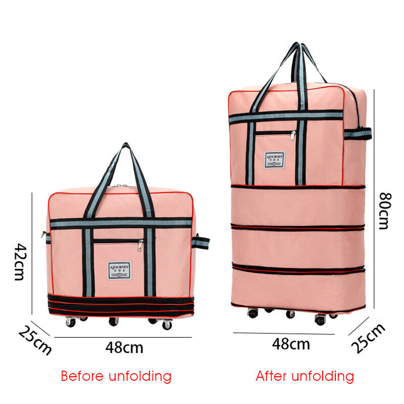 Oxford Luggage Box with Wheels Travel Bag Foldable Moving Storage Large Capacity