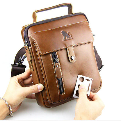 100% Genuine Leather Men's Shoulder Bag 8" Leather Handbags Crossbody Bag Bag