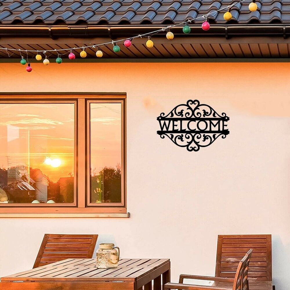 Decorative Curling Vine Metal Art Welcome Sign Metal Ornaments Wall Stickers