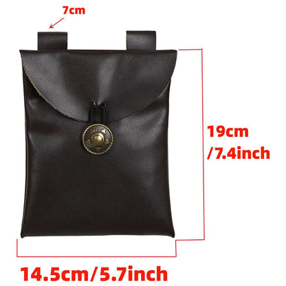 Unisex Medieval PU Leather Waist Belt Bag Organizer Warrior Costume Cosplay Prop