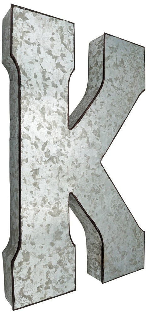 Huge 20" Metal Letter Hanging Wall Décor, Galvanized Metal with Rusted Edges