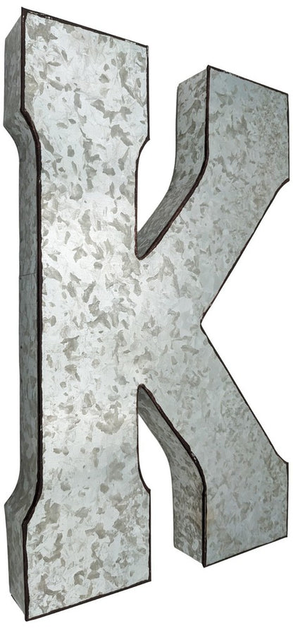 Huge 20" Metal Letter Hanging Wall Décor, Galvanized Metal with Rusted Edges
