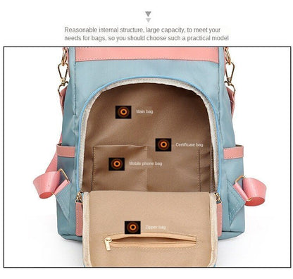 Daisy Pattern Oxford Waterproof Backpack Large Anti-theft Nylon Shoulder Bag 1PC