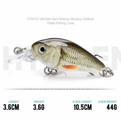 5Pcs/Lot Mini Crankbait 36mm 3.6g Fishing Lure Set Topwater Artificial Hard Bait