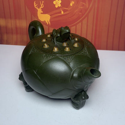 Vintage Chinese Yixing Purple Clay Teapot Zisha Ceramic Frog Lotus Teaware Nice