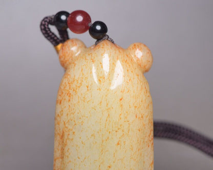 Chinese Natural Hetian Jade Carving Cicada Statue Nice Figurine Pendant Jewelry