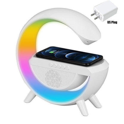 LED RGB Night Light Atmosphere Lamps Bluetooth Speaker Phone Wireless Charger