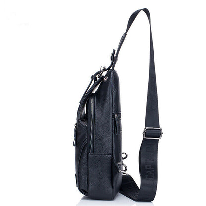 Men's Sling Backpack Genuine Leather Crossbody Bag Sling Shoulder Bag for Hiking