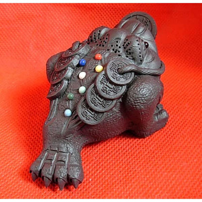 Chinese Zisha Golden Toad Kung Fu Tea Pet Well Fengshui for Tea Tray Decoration